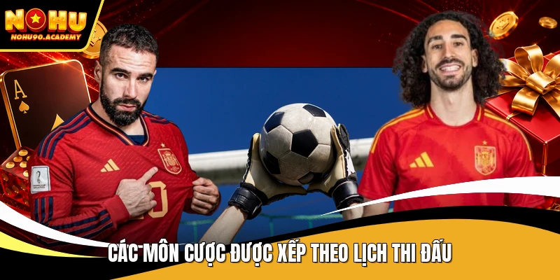 Các môn cược được xếp theo lịch thi đấu